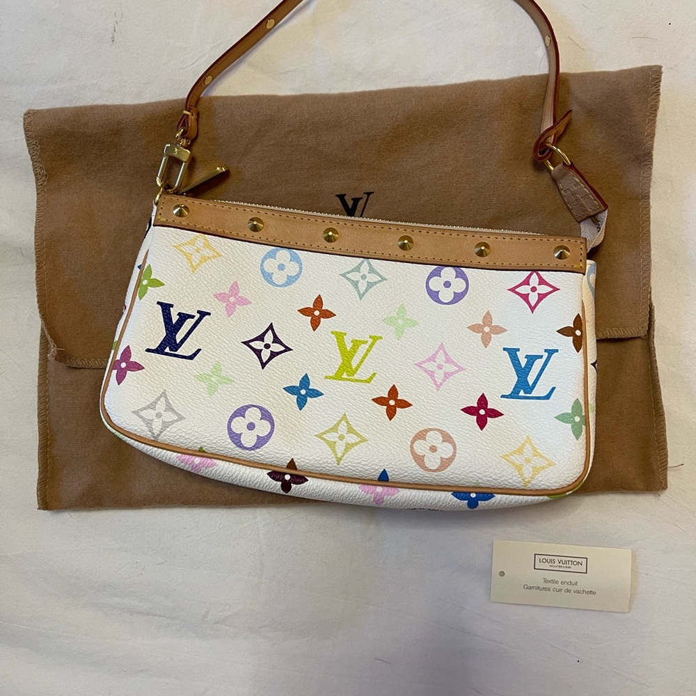 Louis Vuitton White Multicolor Monogram Shoulder Bag
